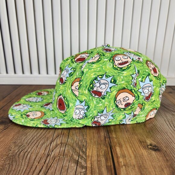 Rick & Morty Snapback Hat BioWorld Green Portal Faces Cartoon Network Adult Swim - Picture 6 of 11